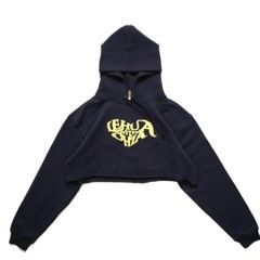 HEART LOGO CROPPED PULLOVER HOODIE