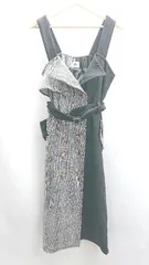 ◇ ⊇ ABITOKYO アビトーキョー 千鳥柄 ウエストベルト サロペット風 ロング ワンピース サイズF ブラック グレー レディース E  【1503060039830】のサムネイル
