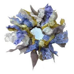 ハンドメイド　豪華レースのシュシュ　ヘアゴム　直径13cm　パープル　マスタード　アイボリーカラフル