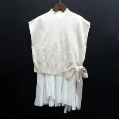 スナイデル snidel プリーツレイヤード ノースリーブ ニット プルオーバー ベージュ F 2021SS