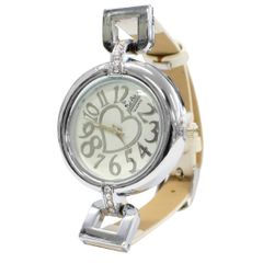腕時計 シルバー×ホワイト 生活防水 シンプル ハートデザイン レディース