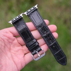 アップルウォッチバンド革　フラットタイプ 厚み約2mm ブラック クロコ竹柄 38/40/41mm 42/44/45/49mm アップルウォッチ バンド 革 メンズ レディース apple watch 革バンド 高級 おすすめレザーバンド