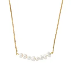 【ゴールド×ワンサイズ】[Cream dot. クリームドット公式]ネックレス レディース ステンレス製 金属アレルギー つけっぱなし サージカルステンレス ショート チェーン 淡水パール カーブ メタル 大人