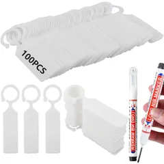 プランツネームプレート フラワーラベル 吊り下げ式園芸用ラベル 花壇 植物識別 植物ラベル園芸用マーカーペン2本付き園芸ネームタグ 鉢植 プランツタグ100枚入りホワイトミニ植物タグ 園芸ラベル ガーデニング園芸用品 Ifukens