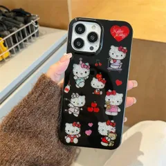 キティちゃん アイフォンケース キティ スマホケース ブラック ハローキティ キティ（A-アイフォン16用）
