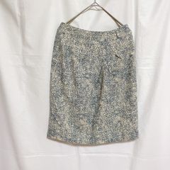 美品 STRAWBERRY-FIELDS ストロベリーフィールズ レディース タイトスカート サイズ2 M ブルー ホワイト ツイード ひざ丈 おしゃれ キレイめ フォーマル お仕事着