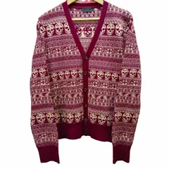 アレキサンダーマックイーン ALEXANDER MCQUEEN 美品 カーディガン ニット セーター 総柄 ノルディック スカル エンジ KRMQ-LA-1033 Mのサムネイル