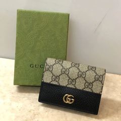 【極美品】 GUCCI グッチ GG マーモント カード ウォレット 切り替え 二つ折り コンパクト財布 ブラック