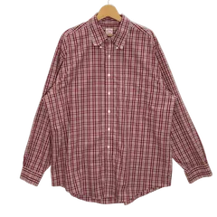 Brooks Brothers Est. 1818ブルックスブラザーズ チェックシャツ 長袖シャツ ボタンダウン オーバーサイズ ビッグシルエット マレーシア製 XLサイズ レッド