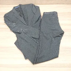 ◇ WHITE LABEL by　UNITED ARROWS 背抜き ストライプ　肩パット入り スーツ サイズ42 ブラック メンズ E  【1301230012351】