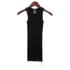 ダブルスタンダードクロージング ダブスタ DOUBLE STANDARD CLOTHING コットン リブ レースアップ タンクトップ ブラック 黒 Fのサムネイル