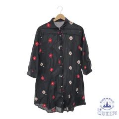 ☆美品☆ APAISER トップス チュニック ブラウス 刺繍 カジュアル おしゃれ 七分丈 レディース 花柄 ブラック Free 901-4836 送料無料 古着