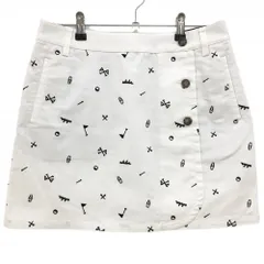 アディダス スカート 白×黒 総柄 ラップスカート風 レディース L ゴルフウェア adidas