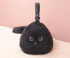 リアルな猫ちゃんハンドバッグ　黒猫　ハチワレ　ショルダーバッグ　Mサイズ