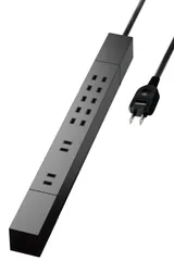エレコム 電源タップ 雷ガード 7個口 回転式 ほこりシャッター 【 仮固定&吊下可能な回転パーツ付き 】 1m ブラック ECT-0510BK