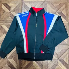 ヴィンテージ　90s adidas アディダス トラックジャケット 長袖 トリコロール 黒　トレフォイルロゴ　刺繍ロゴ