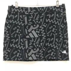 【美品】アディダス ストレッチスカート 黒×グレー 総柄 内側インナーパンツ レディース L ゴルフウェア 2024年モデル adidas