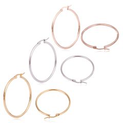 【幅2mm 外径45mm シルバー/ゴールド/ローズゴールド 3色ペアセット】 [Adelina Style] フープ ピアス 人気 大きめ レディース リングピアス イヤリング 金属アレルギー対応 サージカルステンレス 両耳用 プレゼント