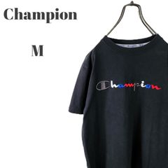 champion チャンピオン 半袖 Tシャツ ビックロゴ 刺繍 ロゴワッペン ブラック メンズ Mサイズ