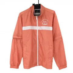 パラディーゾ 2WAYジャケットブルゾン オレンジ×白 胸元ライン ロゴ刺しゅう 袖着脱可 メッシュ裏地  メンズ L ゴルフウェア Paradiso