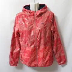 古着 レディースM PUMA/プーマ リバーシブル ボア ウインドブレーカージャケット パーカー フード スポーツ ピンク/ネイビー 567579 fg4699