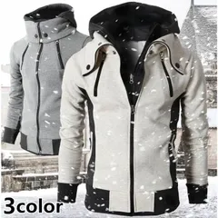 パーカー ジップアップ トップス メンズ フェイクレイヤード メンズパーカー 重ね着風 ジャケット アウター マウンテンパーカー nuol251
