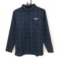 ★SALE価格★キャロウェイ 長袖ポロシャツ ネイビー×グリーン チェック 裏起毛 メンズ M ゴルフウェア Callaway