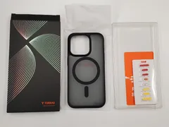 ★TORRAS iPhone 15 pro 用 ケース 半透明 マグネット搭載 耐衝撃 マット感 黄ばみなし ストラップホール付き ワイアレス充電対応 Guardian-Mag ブラック