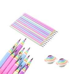 新品 YIXINLYMY 鉛筆 2B えんぴつ 12本1ダース 小学生鉛筆 虹鉛筆 セット かわいい 試験用 ペンシル デッサン鉛筆 文房具用品に 準備 入学祝いにも 描画、議事録、学生試験、賞品、小学生のための鉛筆 に