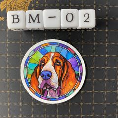 방수 스티커 바셋 하운드 개 스테인드 글라스 풍 BM-2