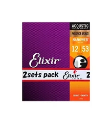Elixir エリクサー アコースティックギター弦 NANOWEB フォスファーブロンズ Light .012-.053 #16052 2個セット 【国内正規品】[定形外郵便、送料無料]mer003