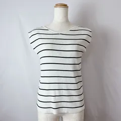 NATURAL BEAUTY BASIC ナチュラルビューティーベーシック　ノースリーブ　ニット　ボーダー　レーヨン