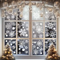 【迅速発送】クリスマス ステッカー 窓 シール 6枚セット 雪の結晶 ウォールステッカー 静電ステッカー 剥がせる 汚れない 防水 雪の結晶 冬 雪 白 スノーフレーク クリスマス 飾り 壁 ガラス 小物 部屋 装飾品 30×22CM