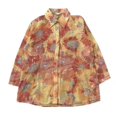 【美品】Trammps トランプス 長袖シャツ 花柄 メンズ レッド×イエロー