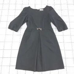 ◇ Θ anatelier アナトリエ 五分袖 膝丈 タイト ワンピース サイズ36 ブラック系 レディース E  【1509100070399】