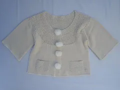 ポンポネットジュニア pom ponette junior アウトレット 子供服 女の子 M 150cm カーディガン 白 七分袖 秋 冬 ★3 トップス ガールズ 女児 キッズ ジュニア 【中古】 ユーズド リサイクル 古着 子ども服 こども