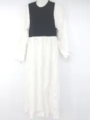 ◇ ROPE PICNIC リブニット シャツ 切り替え バイカラー 長袖 ロング ワンピース サイズ38 ブラック ホワイト レディース P  【1307150016066】