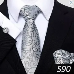 ネクタイ　カフス　チーフ　格安　3点セット　結婚式　発表会　七五三祝い　ビジネス　イベント　パーティー　ダンスパーティー　卒業式　入社式　入学式　成人式　メンズネクタイ　ポケットチーフ　カフスボタン　ホワイト色　シルバー色　グレー色　スーツ 小物 セール