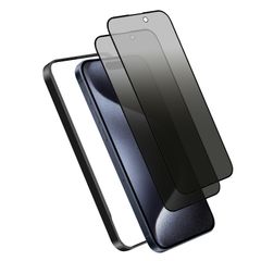 【在庫処分】DXFAU 【2枚入り】28°覗き見防止 iPhone 15 Pro max 強化ガラスフィルム 液晶画面 6.7インチ 全面保護フィルム 硬度9Ｈ 滑らかなタッチ操作 指紋付着防止 気泡防止 ガイド枠付き 貼り付けは簡単（ アイフォン15 Pro