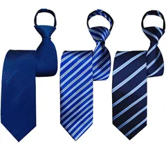 [NASEBEMU] ネクタイ ワンタッチ メンズ 3秒装着 3本セット 結ばない 簡単 ジッパー式 ワンタッチネクタイ 入学式 成人式 卒業式 就職 結婚式 冠婚葬祭 父の日 礼装 法事 おしゃれ カジュアル 黒ネクタイ 黒 青 ネイビー ストライプ 洗