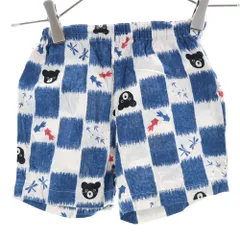 ダブルビー ミキハウス 日本製 総柄 ショートパンツ 90 ブルー系 DOUBLE.B Mikihouse ウエストゴム キッズ 古着 【240525】 メール便可