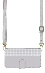 iPhone 16 ケース 手帳型 アイフォン16 スマホケース スマホショルダー レザー ストラップ チェック柄 かわいい おしゃれ 人気 調節可能 130cm  カラー03