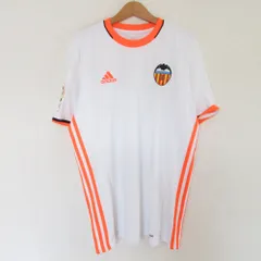 美品 adidas アディダス バレンシアCF ラ・リーガ サッカー スペインリーグ 2016-17 ホーム ユニフォーム ホワイト×オレンジ メンズ レディース 古着 中古 USED
