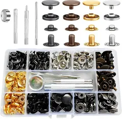 fogman バネホック ジャンパーホック かしめ 留め具 金属 ボタン 工具付き 60個セット