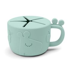 スナックカップ ブルーグリーン 動物柄 ベビー 子供用 おやつ お菓子 ピーカブー ラフィ peekaboo Done by Deer ダンバイディア