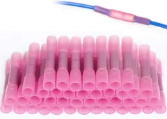 【在庫処分】AIRIC 【100個入り】圧着端子 セット 圧着配線コネクター 絶縁圧着スリーブ 圧着スリーブ 熱収縮チューブ 防水 絶縁圧着端子 防水形圧着スリーブ 圧着接続端子 丈夫に接続 (赤)