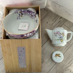 新品未使用 【薄紅花景色 平急須】瀬戸焼 急須 工房「ゆずりは