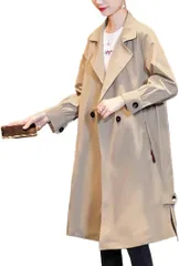J-Scott トレンチコート レディース ベージュ 膝丈 ファスナーポケット パフスリーブ アウター シンプル オータム デイリー きちんと感 パフ袖 美ライン スタンダード ロングスリーブ 無地 垢抜け やわらか スプリングコート(L)