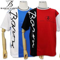 バーニヴァーノ 天竺 配色切替ロゴプリント 半袖 Tシャツ Lサイズ 白/青 黒/赤 BARNI VARNO BSS-OTH5226 春夏 25SS