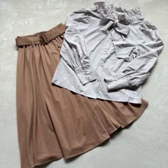 【2点セット】【まとめ売り】INGNI イング GRL グレイル レディース Mサイズ フリーサイズ 長袖 ブラウス ミドル丈 フレアスカート フリル ベルト付き 大人 かわいい きれいめ